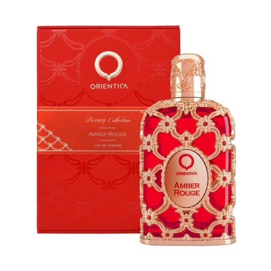 Orientica Luxury Collection Amber Rouge Eau De Parfum – Woody, Amber, Saffron, Praline, Jasmine, Orange, Oak Moss, Seaweed – Arabic Perfume for Men & Women – 2.7oz / 80ml